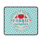 Fabric Curator Society of Stashers badge mouse pad, top view – Kate Spain design for Pat Sloan