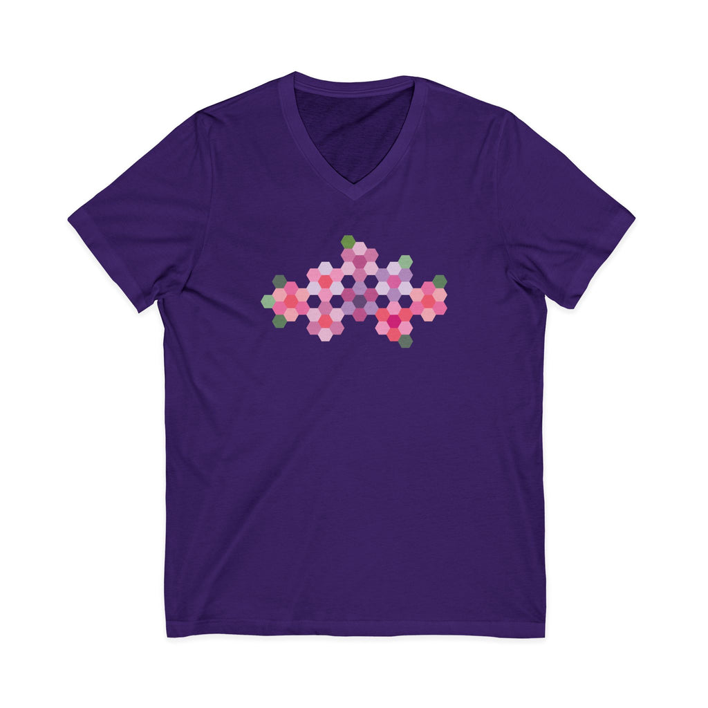 Pink GeoFlora V-Neck Tee
