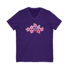 Pink GeoFlora V-Neck Tee