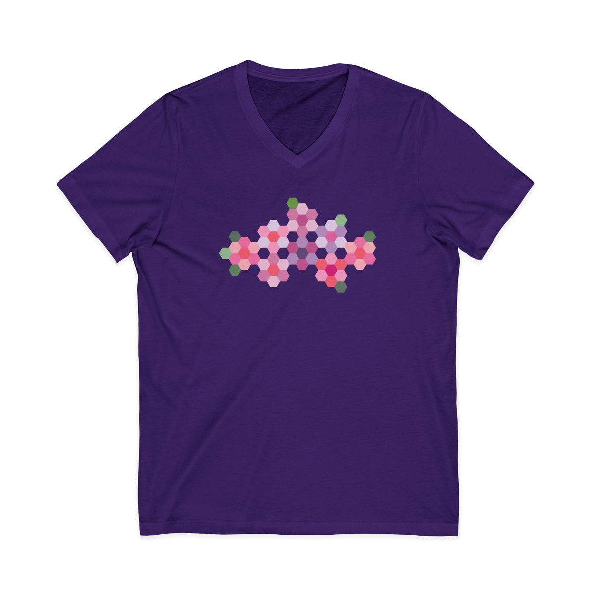 Pink GeoFlora V-Neck Tee