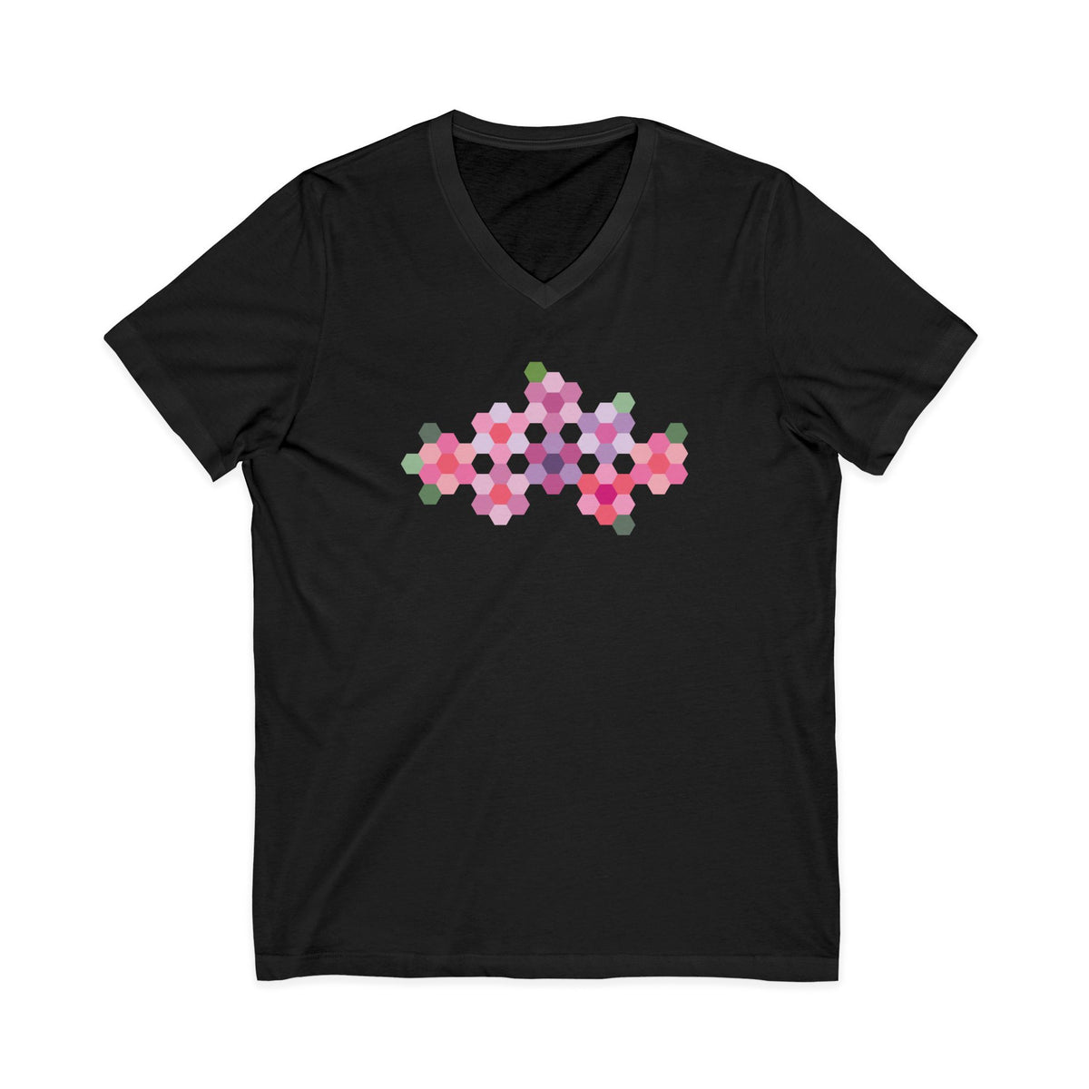 Pink GeoFlora V-Neck Tee