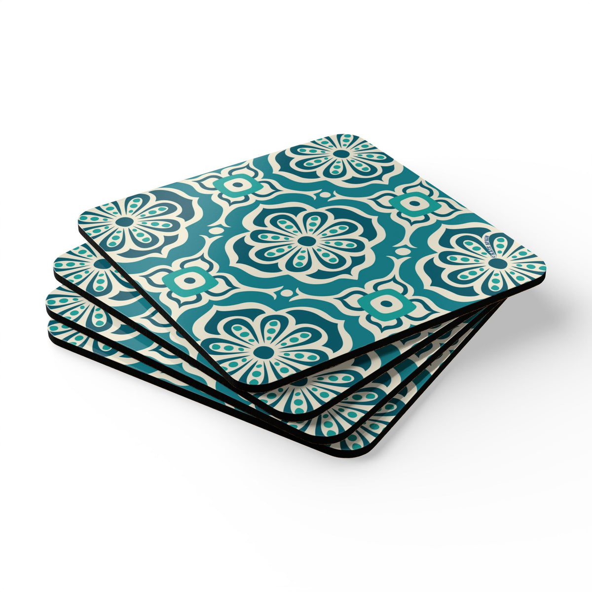 Alhambra Teal Cork Coaster Set
