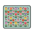 Birds + Blooms patchwork tulips and birds mouse pad, top view – Kate Spain design for Pat Sloan