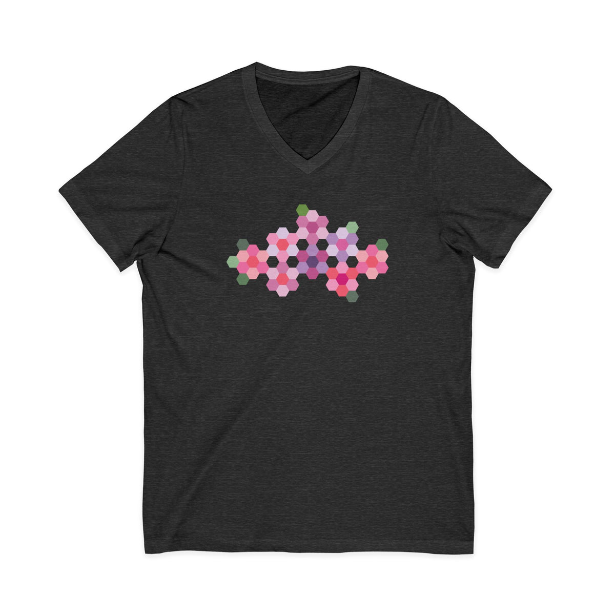 Pink GeoFlora V-Neck Tee