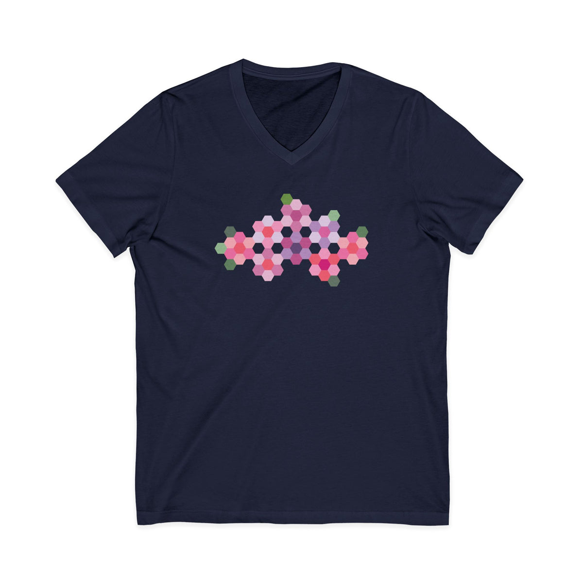 Pink GeoFlora V-Neck Tee