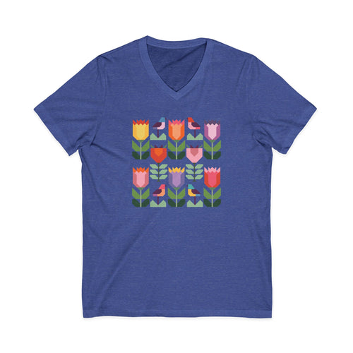 Birds + Blooms V-Neck