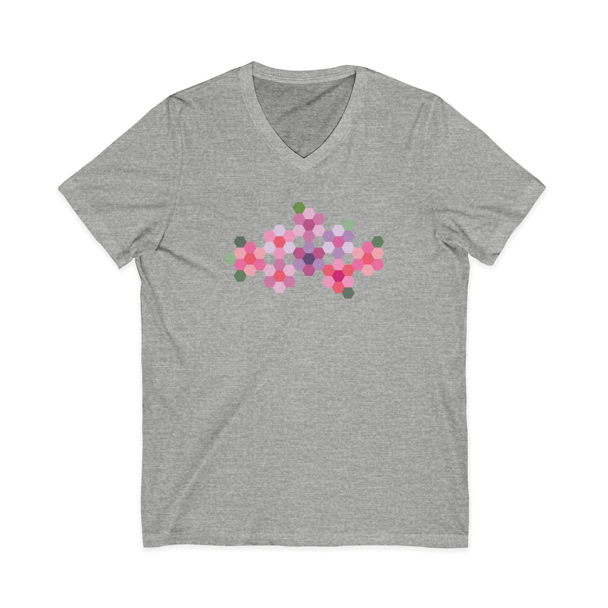 Pink GeoFlora V-Neck Tee
