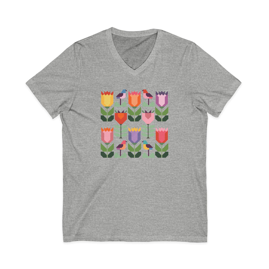 Birds + Blooms V-Neck