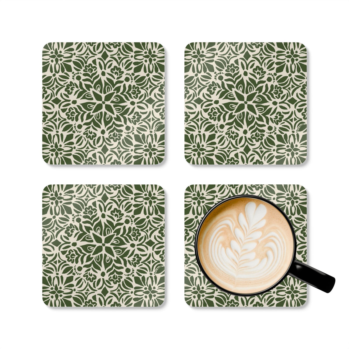 Kerala Green Cork Coaster Set