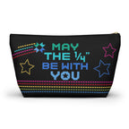 Black zip pouch with the May the ¼" Be With You sewing machine design and stars, back view – Kate Spain design for Pat Sloan