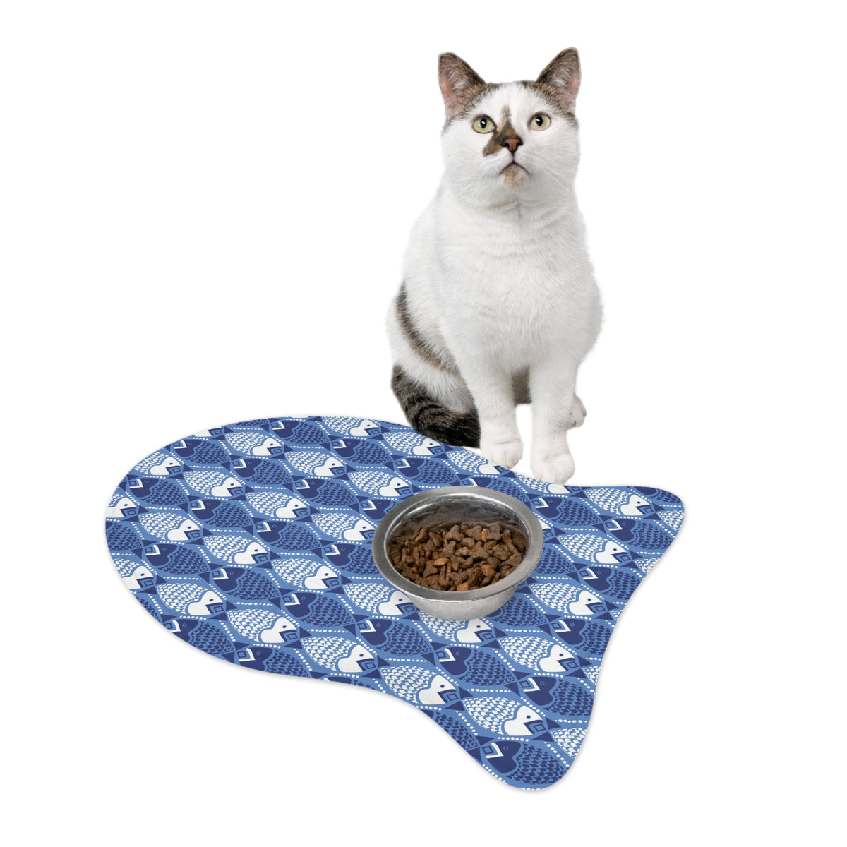 Fish Pattern Pet Feeding Mat — Non-Slip Waterproof Cat & Dog Bowl Placemat