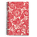 Meadow Spiral Notebook – Poppy — sun-dappled wildflower meadow in warm poppy reds and garden greens spiral-bound cover
