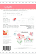 Atrium quilt pattern - back cover with pattern details
