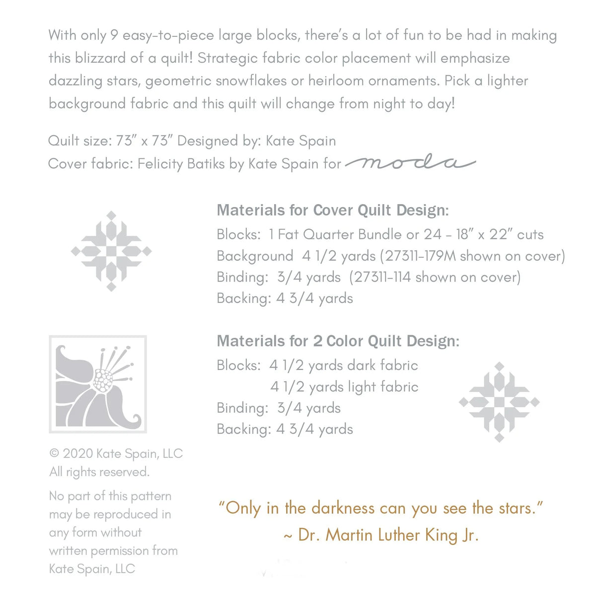 Blizzard quilt pattern layout options