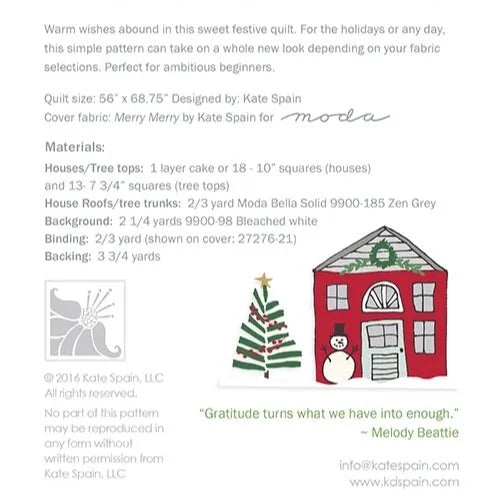 Chalet quilt pattern - back cover with pattern details