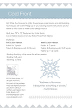 Cold Front quilt pattern - back cover with pattern details