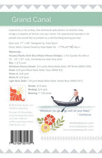Grand Canal quilt pattern - back cover with pattern details