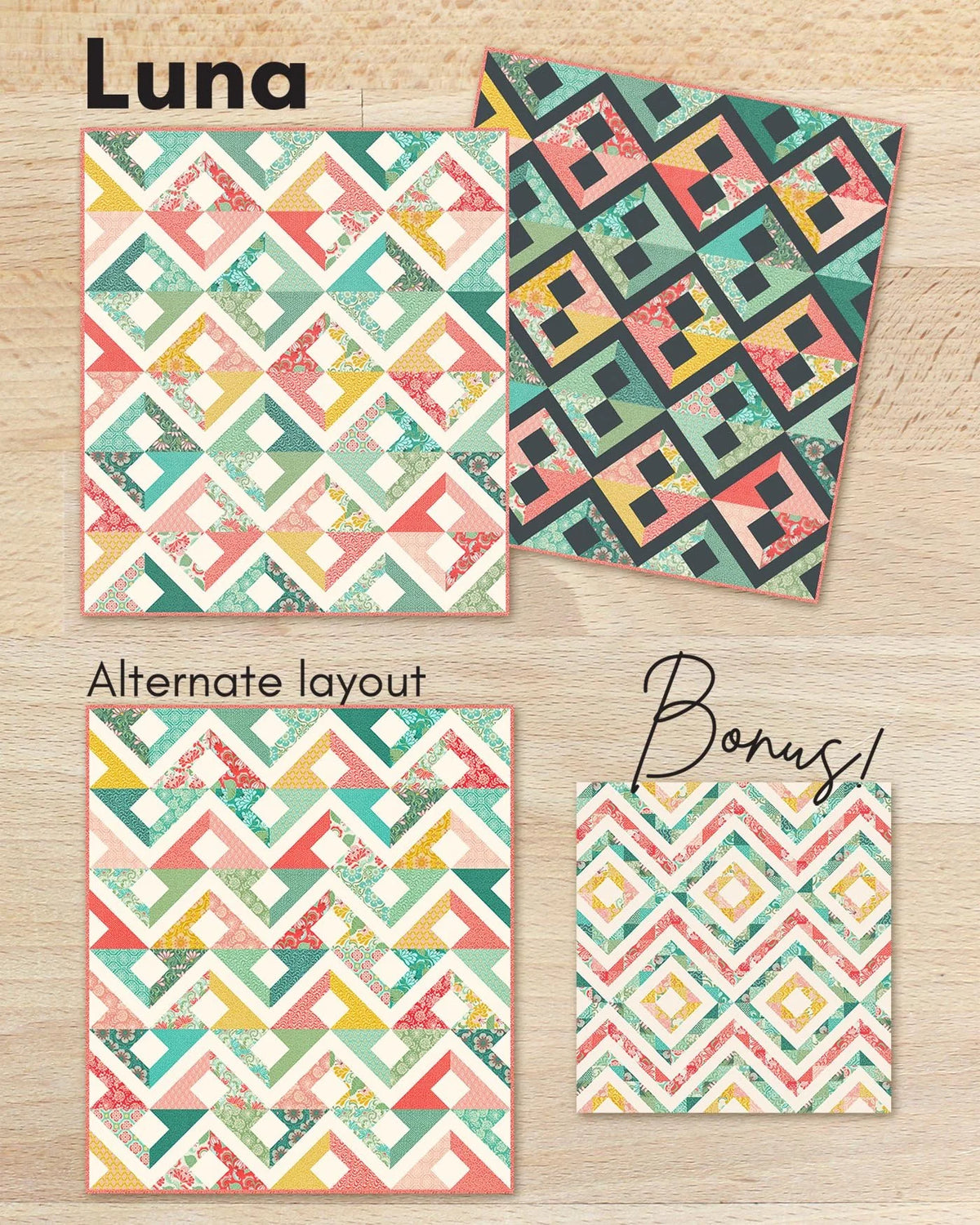 Luna quilt pattern layout options