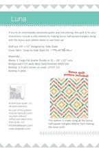 Luna quilt pattern - back cover with pattern details