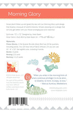 Morning Glory quilt pattern - back cover with pattern details