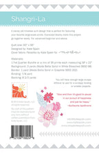 Shangri-La quilt pattern - back cover with pattern details