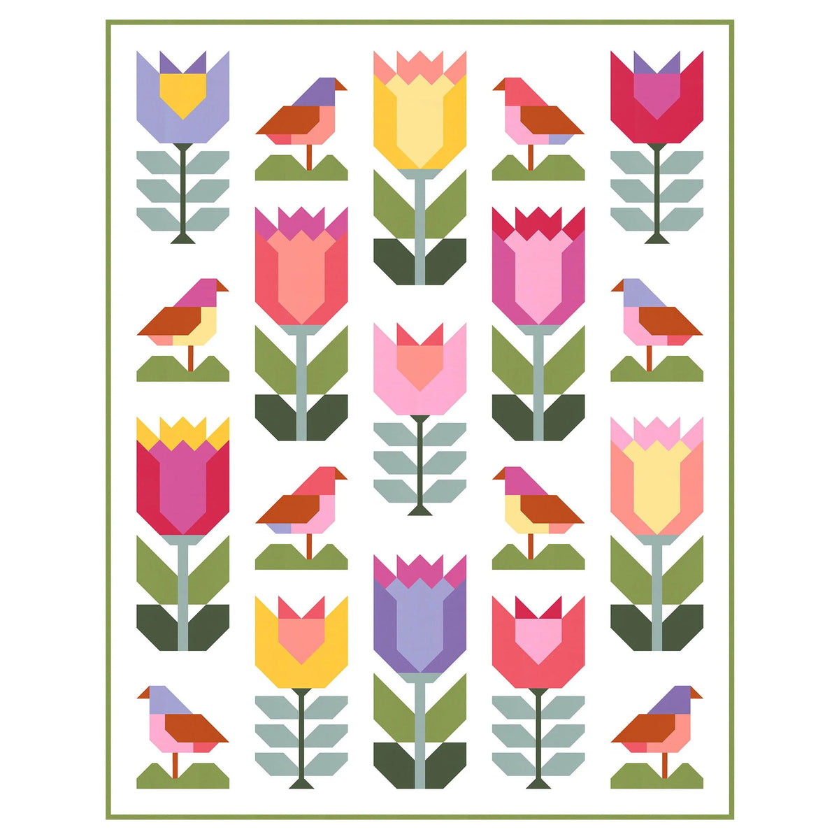 Birds and Blooms quilt pattern - finished quilt