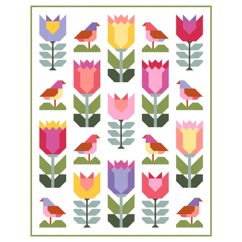 Birds and Blooms quilt pattern - finished quilt