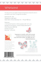 Whirlwind quilt pattern - back cover with pattern details