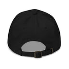 Colorful “QUILT” lettering embroidered baseball cap in black, back view – Kate Spain Moda Quilt design