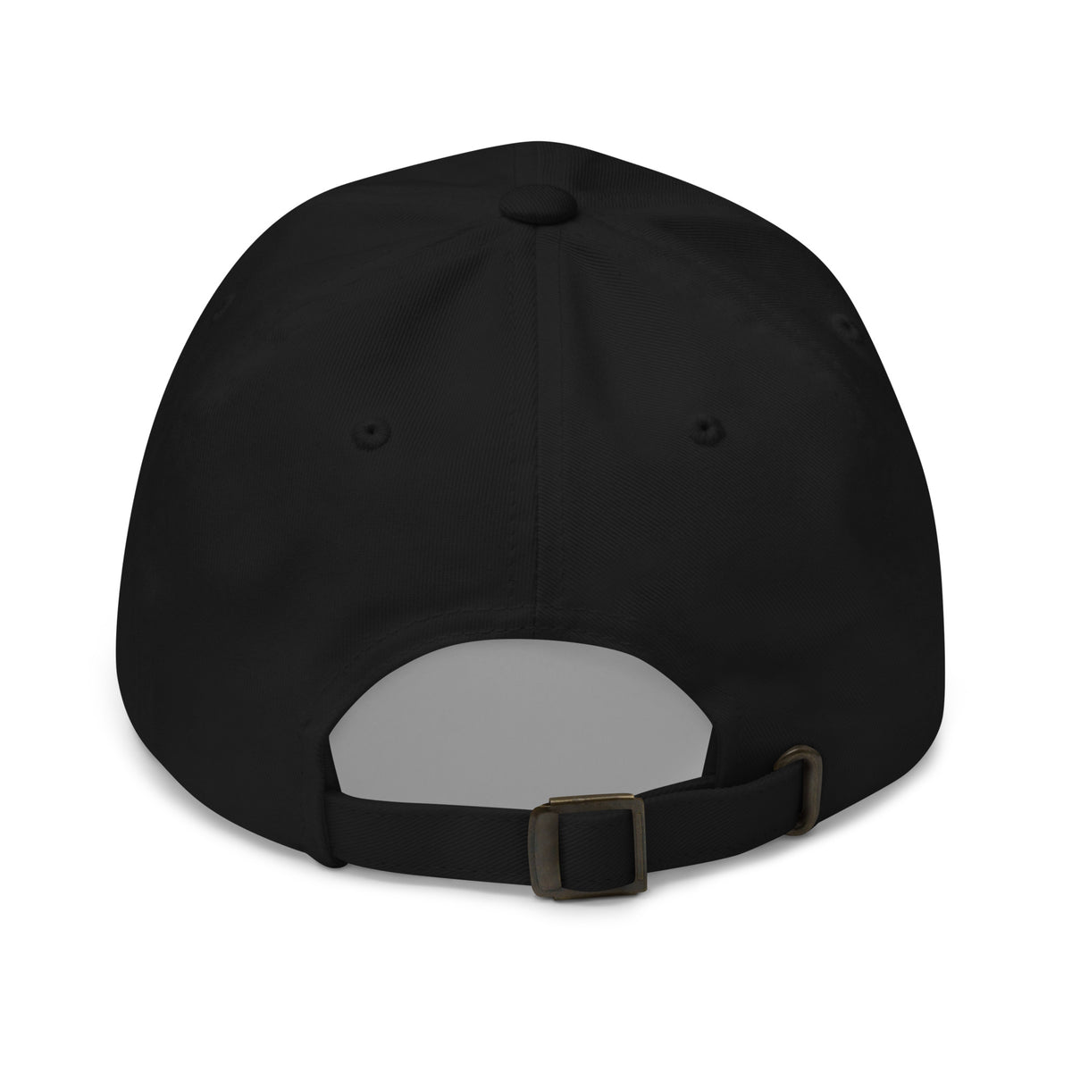 Colorful “QUILT” lettering embroidered baseball cap in black, back view – Kate Spain Moda Quilt design