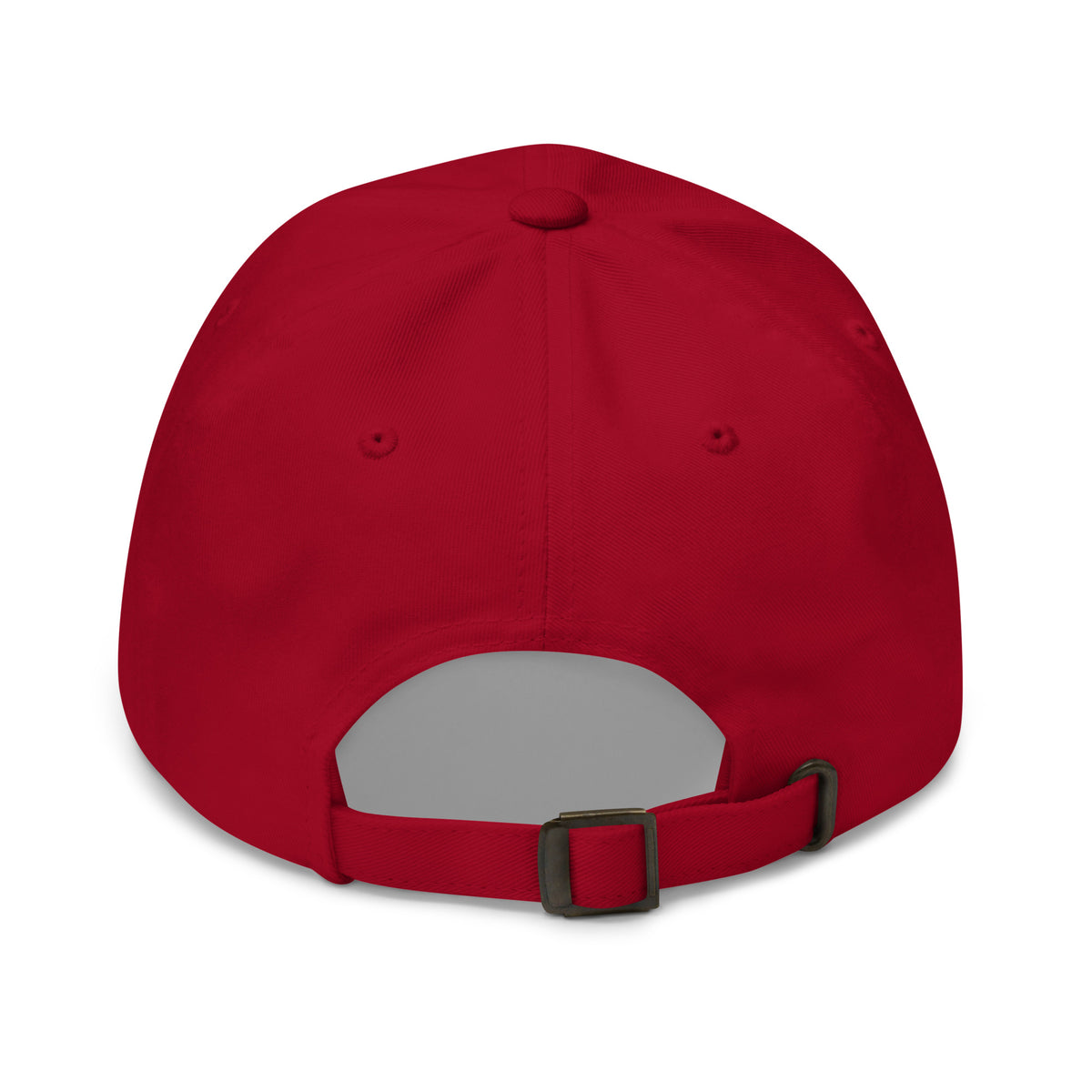 Quilted heart embroidered baseball cap in cranberry red, back view – Kate Spain design