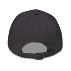 Quilted heart embroidered baseball cap in dark grey, back view – Kate Spain design