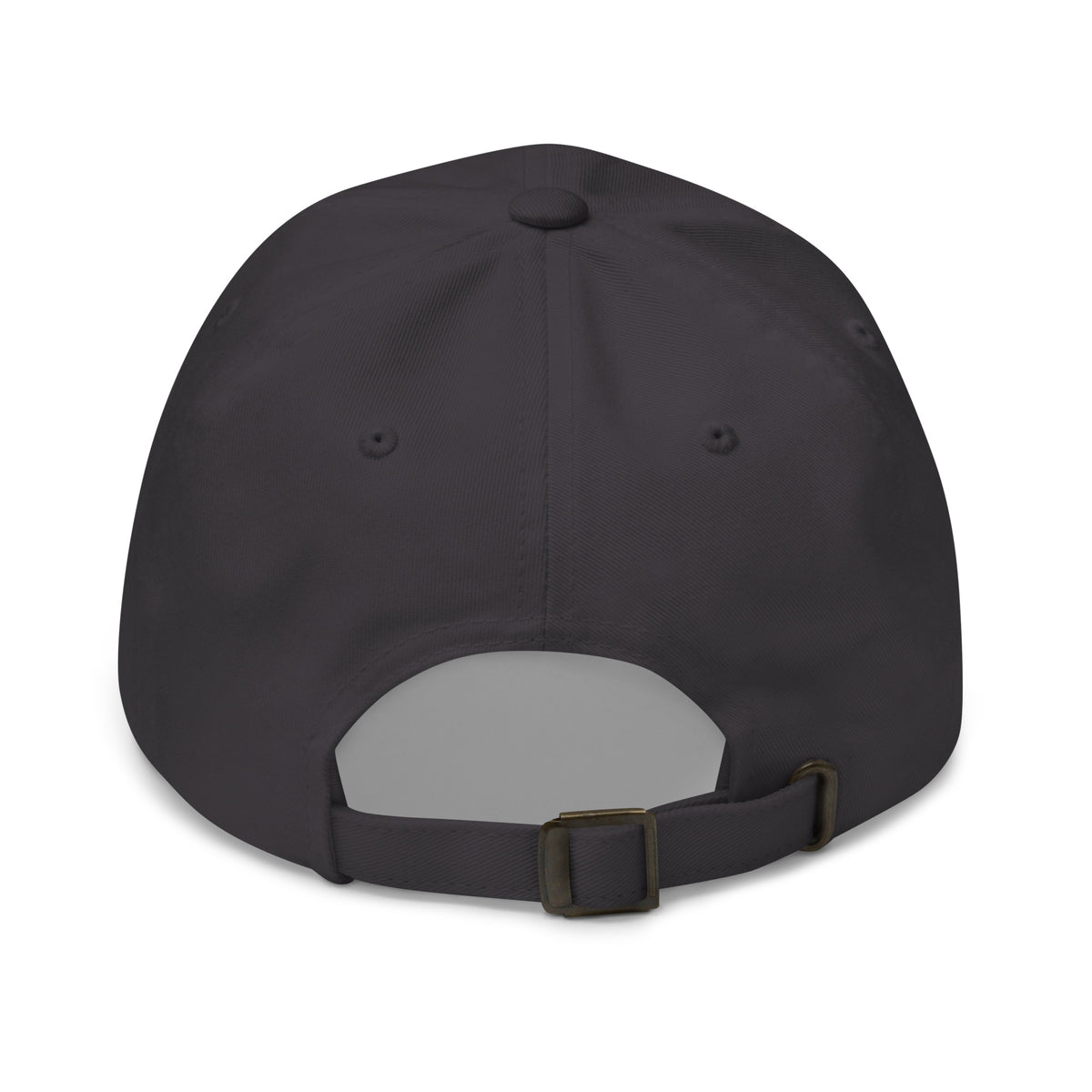Colorful “QUILT” lettering embroidered baseball cap in charcoal grey, back view – Kate Spain Moda Quilt design