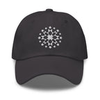 White starburst fireworks embroidered baseball cap in gray, front view – Kate Spain design