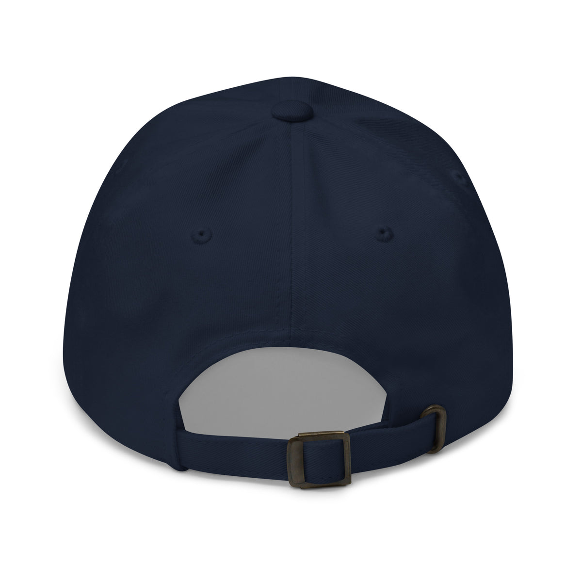Colorful “QUILT” lettering embroidered baseball cap in navy, back view – Kate Spain Moda Quilt design