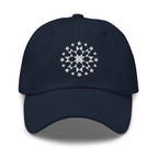White starburst fireworks embroidered baseball cap in navy, front view – Kate Spain design