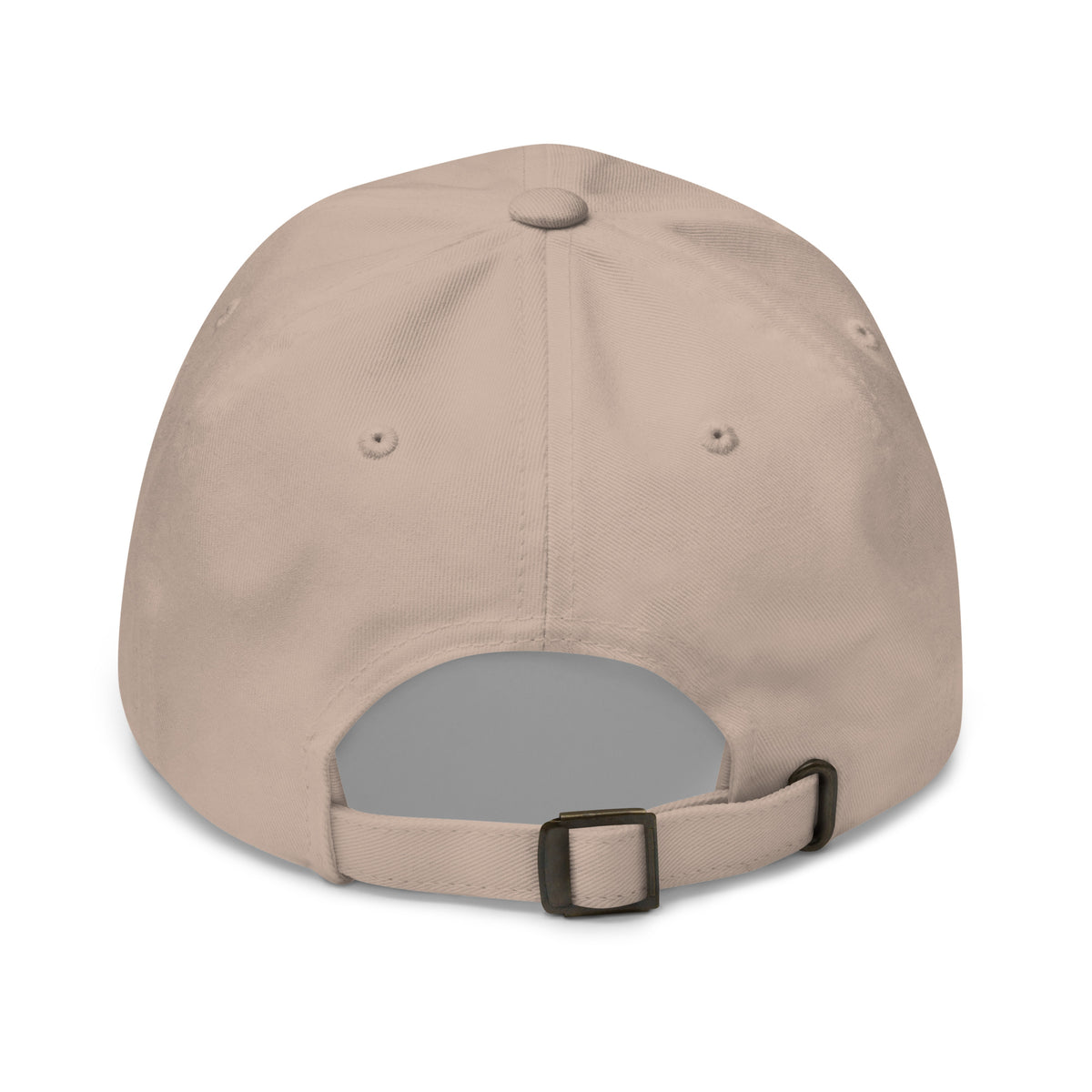 Dragonfly and white daisies embroidered baseball cap in stone, back view – Kate Spain design