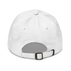 Golden pineapple embroidered baseball cap in white, back view – Kate Spain design