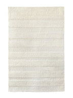 eye heart hand Pure Stripe hand-tufted rug in undyed natural white wool with subtle tonal stripes, full rug, top view – Kate Spain design
