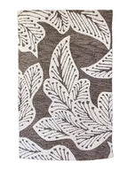 eye heart hand Taupe Leaf hand-tufted wool rug with oversized cream leaves on taupe, full rug, top view – Kate Spain design