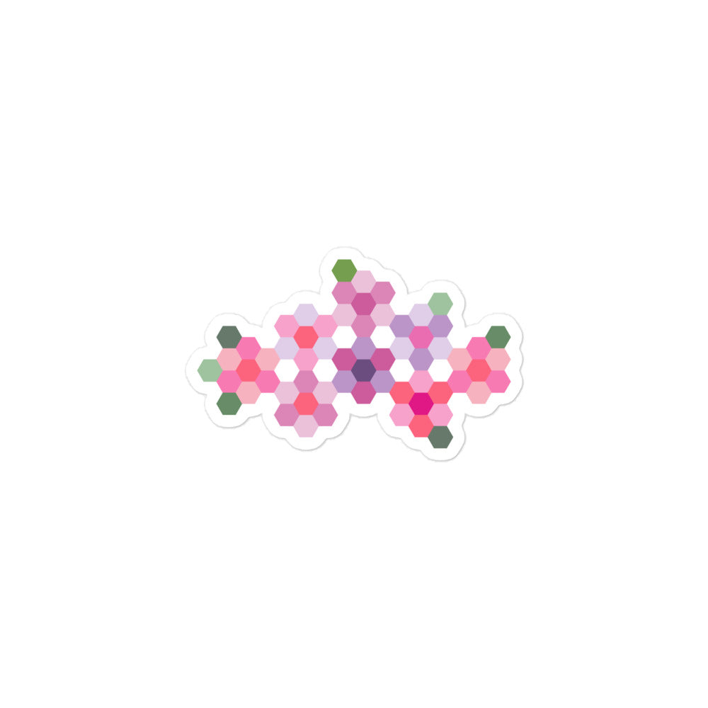 Pink GeoFlora hexagon flower kiss-cut sticker, 3 by 3 inch – Kate Spain design for Pat Sloan
