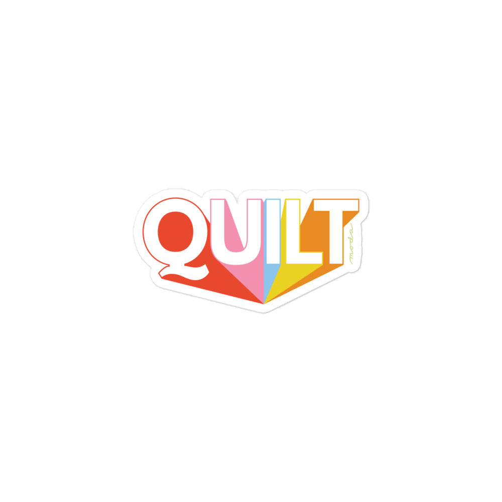Moda QUILT logo kiss-cut vinyl sticker, 3 by 3 inch size – Kate Spain design