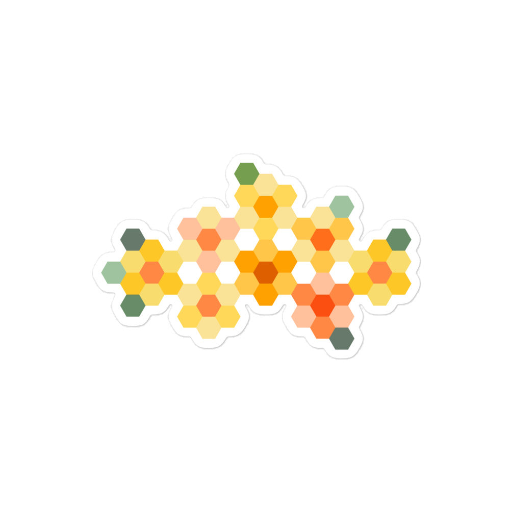 Yellow GeoFlora hexagon flower kiss-cut sticker, 4 by 4 inch – Kate Spain design for Pat Sloan