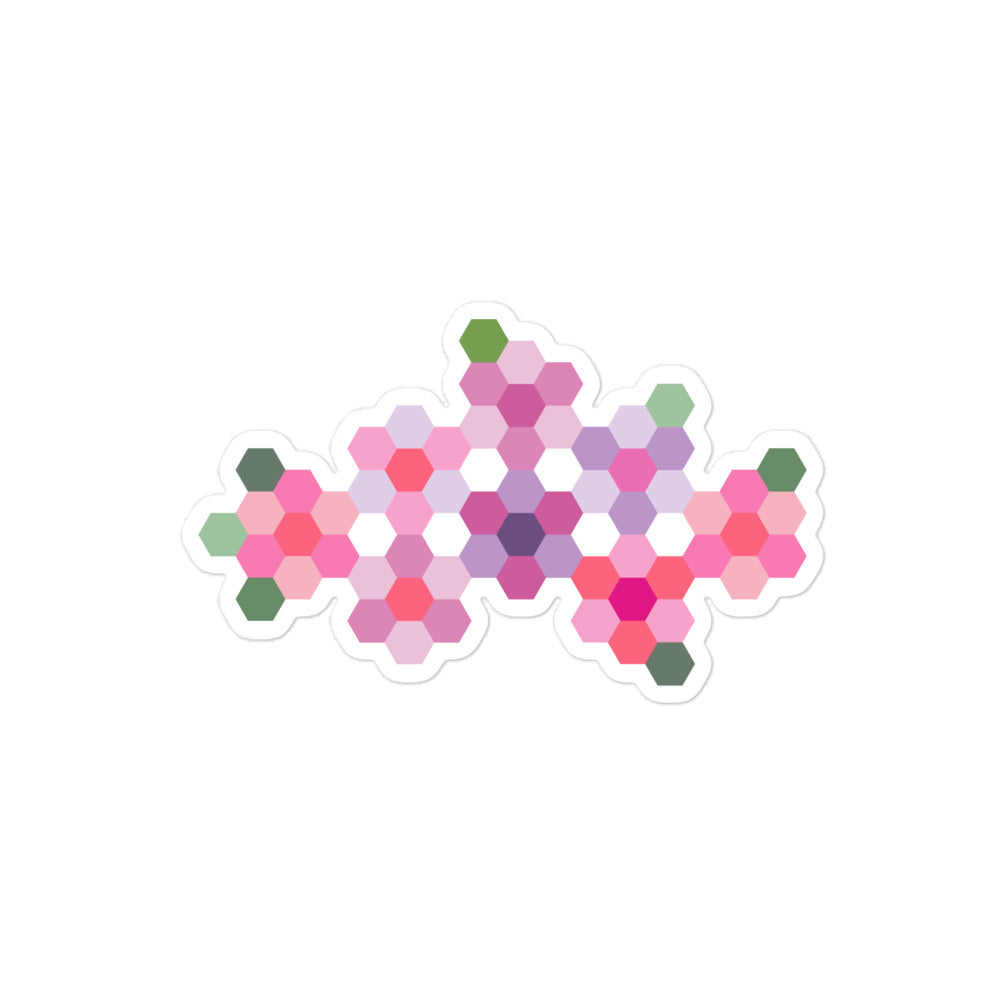 Pink GeoFlora hexagon flower kiss-cut sticker, 4 by 4 inch – Kate Spain design for Pat Sloan