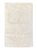 nothing to hide hand-knotted shag throw rug in undyed natural white New Zealand wool, 5 by 8 ft rectangle, top view – Kate Spain design