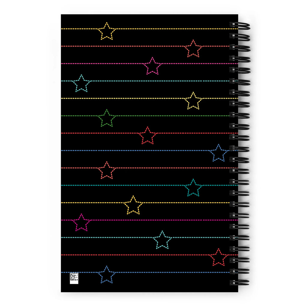 May the ¼" Be With You spiral notebook with a sewing machine, back cover with stars – Kate Spain design for Pat Sloan