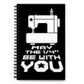 May the ¼" Be With You spiral notebook with a sewing machine, front cover – Kate Spain design for Pat Sloan