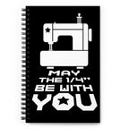 May the ¼" Be With You spiral notebook with a sewing machine, front cover – Kate Spain design for Pat Sloan