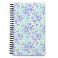 Nantucket Hydrangea spiral notebook with soft lavender-blue hydrangeas and mint leaves on pale aqua, front cover – Kate Spain design