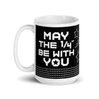 15 oz ceramic mug with the May the ¼" Be With You sewing machine design, handle on the left – Kate Spain design for Pat Sloan